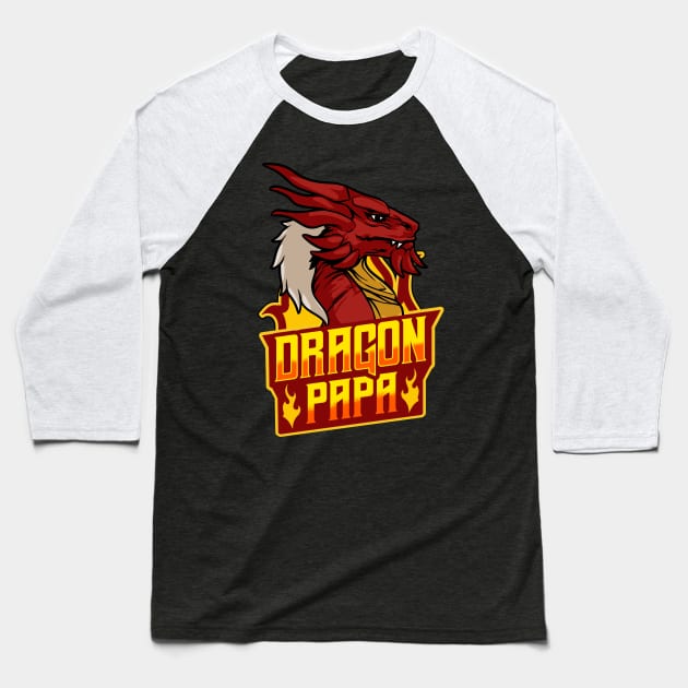 Awesome Dragon Papa Fearsome Dragon Fantasy Dad Baseball T-Shirt by theperfectpresents